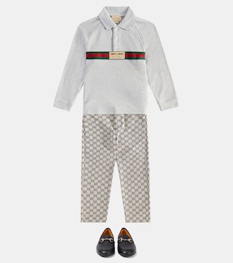 Web cotton-blend polo sweater | Gucci Kids