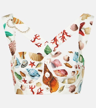 Top raccourci Capri imprimé en coton | Dolce&Gabbana