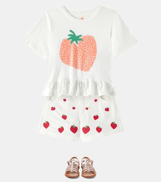 T-shirt in cotone con glitter e volant | Fábula
