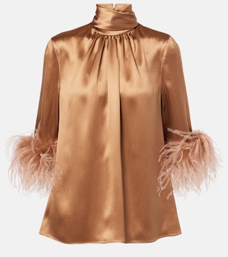 Blusa in raso di seta con piume | Dolce&Gabbana