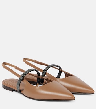 Ballerine slingback Pointy in pelle | Brunello Cucinelli