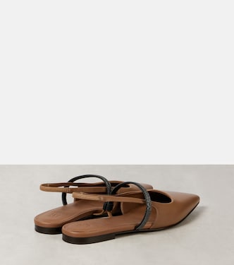 Ballerine slingback Pointy in pelle | Brunello Cucinelli