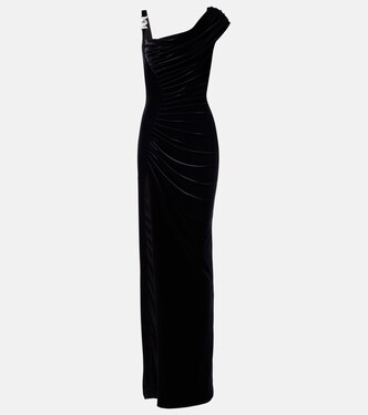 Asymmetric gathered velvet gown | Versace