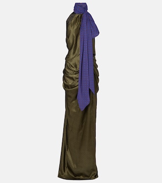 Printed halterneck open-back silk satin gown | Dries Van Noten
