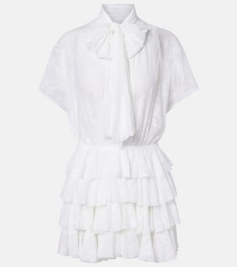 Vestido corto Lauren de encaje escalonado | Norma Kamali