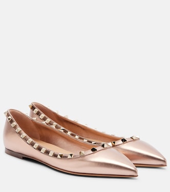 Rockstud metallic leather ballet flats | Valentino Garavani
