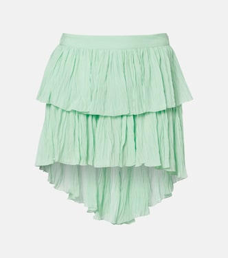 Plissé tiered georgette miniskirt | Blumarine