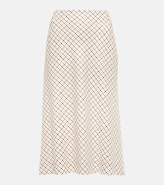 Falda midi de lana y seda a cuadros | Maison Margiela