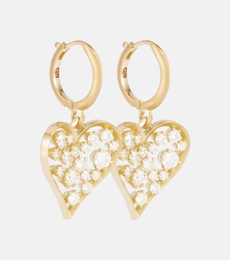 Orecchini a cerchio Margot Heart in oro 18kt con diamanti | Jade Trau