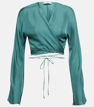 St. Tropez silk twill wrap top | Asceno