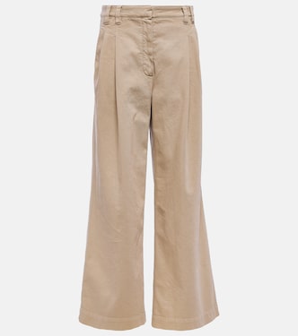 Pantalones anchos de algodón plisados | Brunello Cucinelli