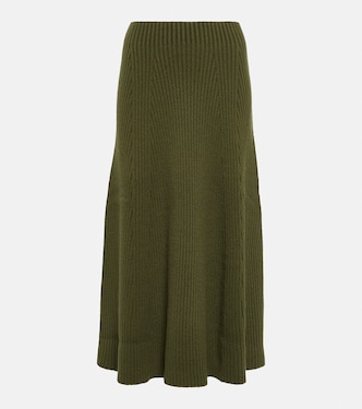 Gonna lunga in lana a coste | Chloé