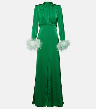 Robe aus Satin mit Federn | Self-Portrait