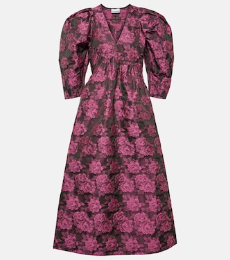Robe midi en jacquard à fleurs | Ganni