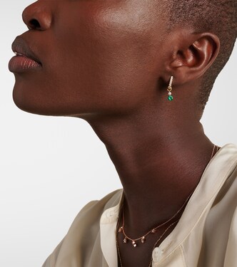 Orecchino singolo in oro bianco 14kt con smeraldi e diamanti | Roxanne First
