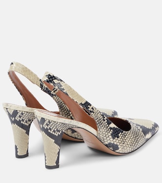 Belle 75 snake-effect leather slingback pumps | Paris Texas