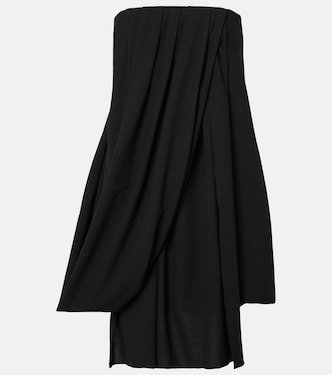Draped off-shoulder wool-blend bustier dress | JW Anderson