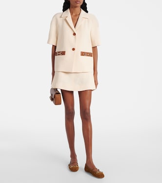 Horsebit linen canvas miniskirt | Gucci