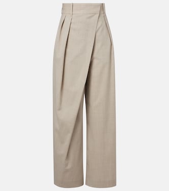 Pantaloni asimmetrici a gamba larga in lana  | Loewe