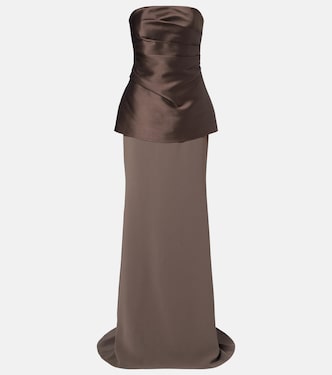 Alia strapless satin and crêpe maxi dress | Solace London