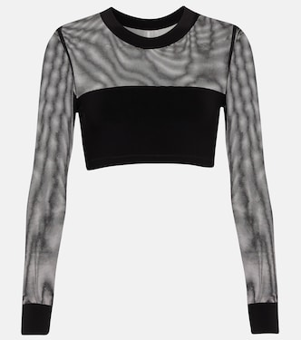 Crop top de malla y jersey | Norma Kamali