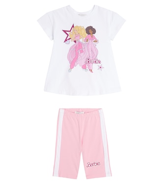 x Barbie® cotton jersey T-shirt and shorts set | Monnalisa
