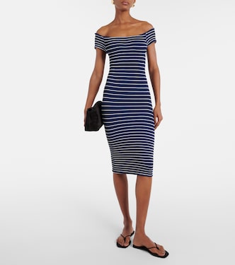 Grace striped off-shoulder midi dress | Hunza G