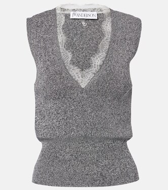 Lace-trimmed cotton-blend sweater vest | JW Anderson