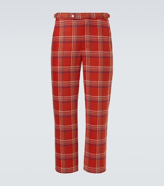 Pantalon droit Gable à carreaux en laine | Bode