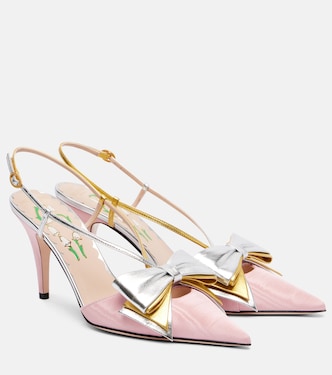 Pumps slingback Bowow 85 in moiré e pelle | Valentino Garavani