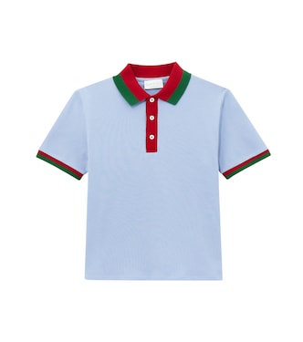 Web Stripe cotton polo shirt | Gucci Kids