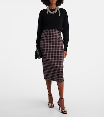 Lorelei houndstooth genzianella pencil skirt | Emilia Wickstead