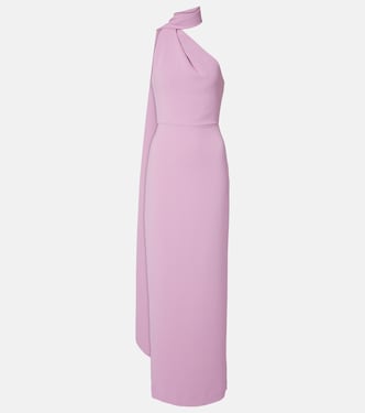 Demi asymmetric scarf-detail gown | Solace London