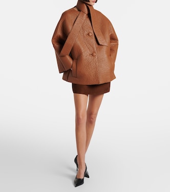 Scarf-detail leather jacket | Prada