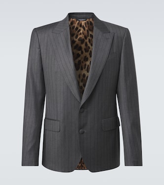 جاكيت بليزر من الصوف الخام بخطوط | Dolce&Gabbana