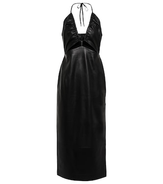 V-neck leather midi dress | Zeynep Arçay