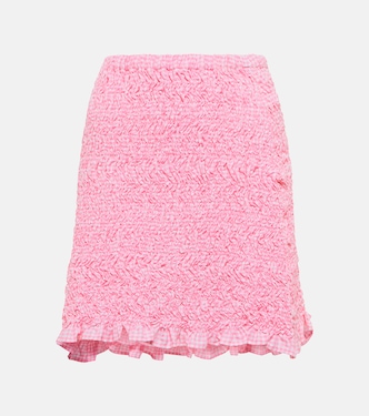 Smocked cotton miniskirt | Miu Miu