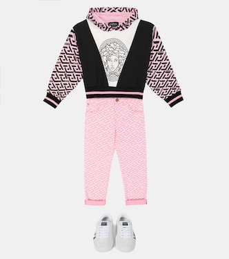 Printed cotton jersey hoodie | Versace Kids