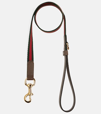 Web Stripe S/M faux leather dog leash | Gucci