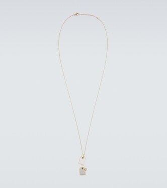 Medaille 9kt gold pendant necklace with diamonds | Rainbow K