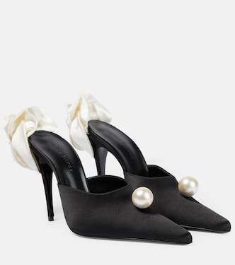 Appliqué embellished satin mules | Magda Butrym