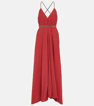 Vestido largo en popelín de algodón | Brunello Cucinelli