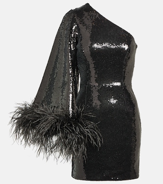 Nika sequined feather-trimmed minidress | Rebecca Vallance