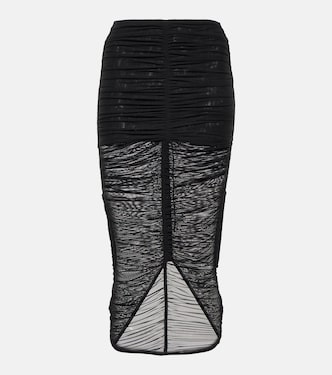 Falda midi de malla drapeada | Mugler