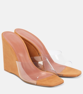 Mules Lupita Half Glass in PVC e suede | Amina Muaddi