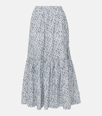 Jupe longue en coton à fleurs | Ganni
