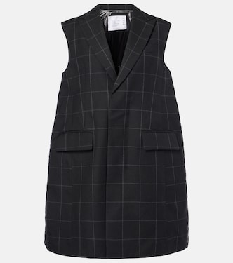 Gilet imbottito in lana a quadri | Sacai