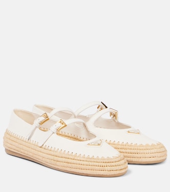 Ballerine Mary Jane in pelle e rafia | Prada