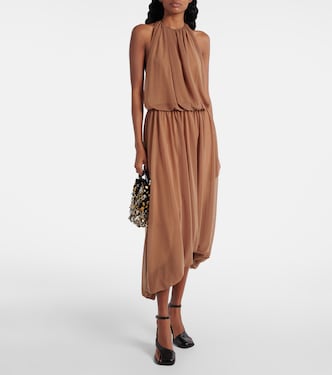 Gathered open-back midi dress | Xu Zhi