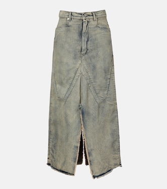 Distressed denim maxi skirt | Rick Owens